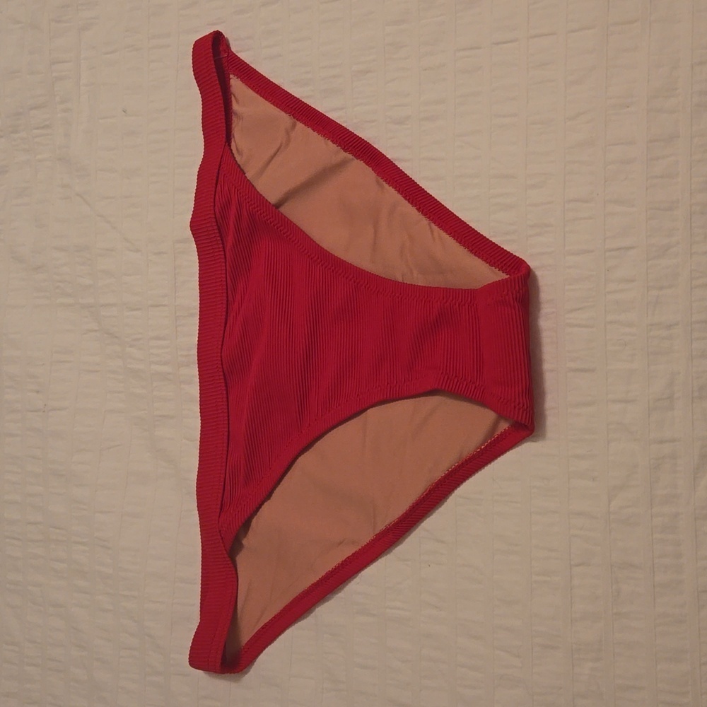 NWT*J CREW Ribbed-trim hipster full-coverage bikini bottom Medium Hot Pink BH485